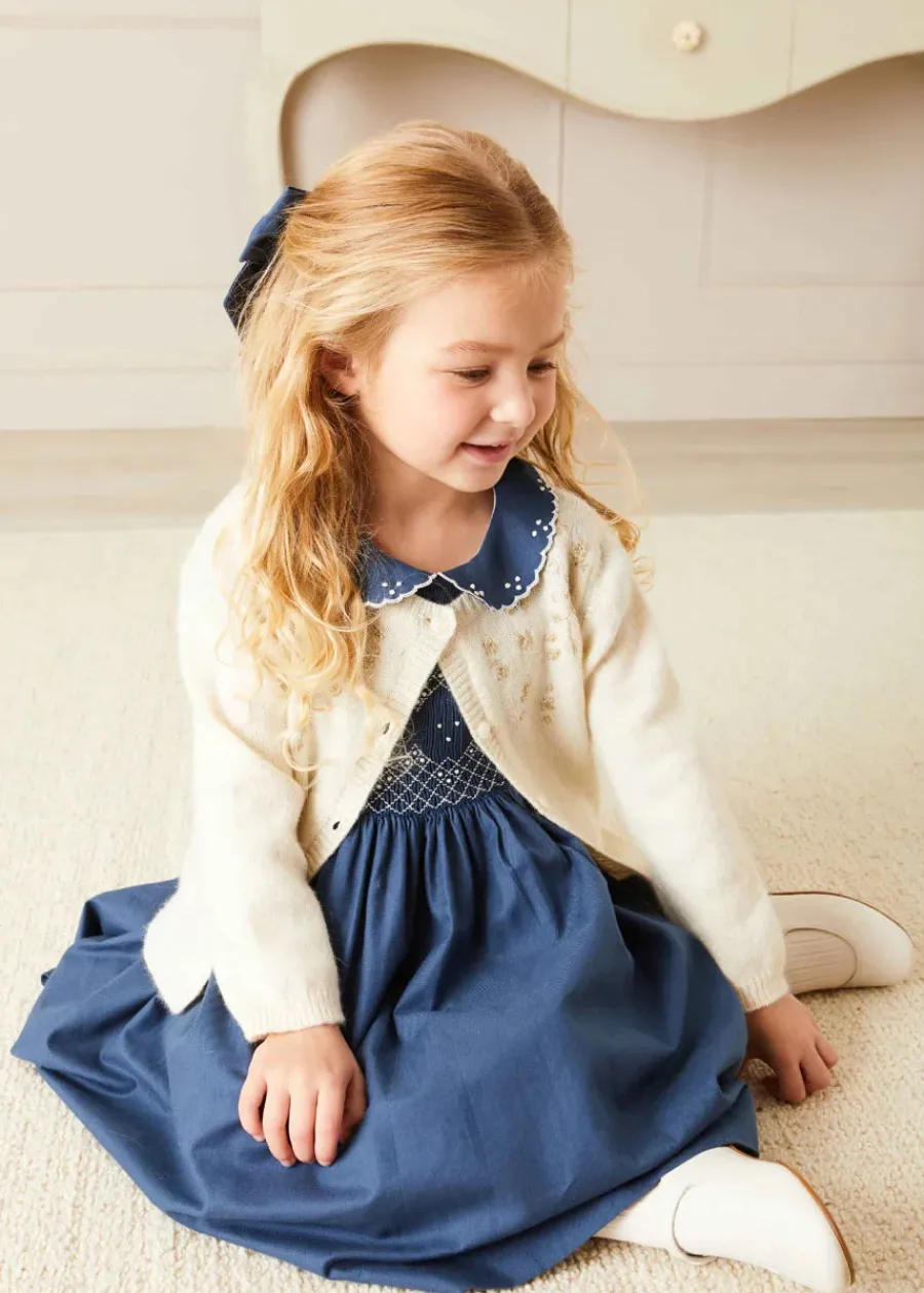 Pepa London Hand Smocked Shortsleeve Dress in Royal Blue (12mths-10yrs)
