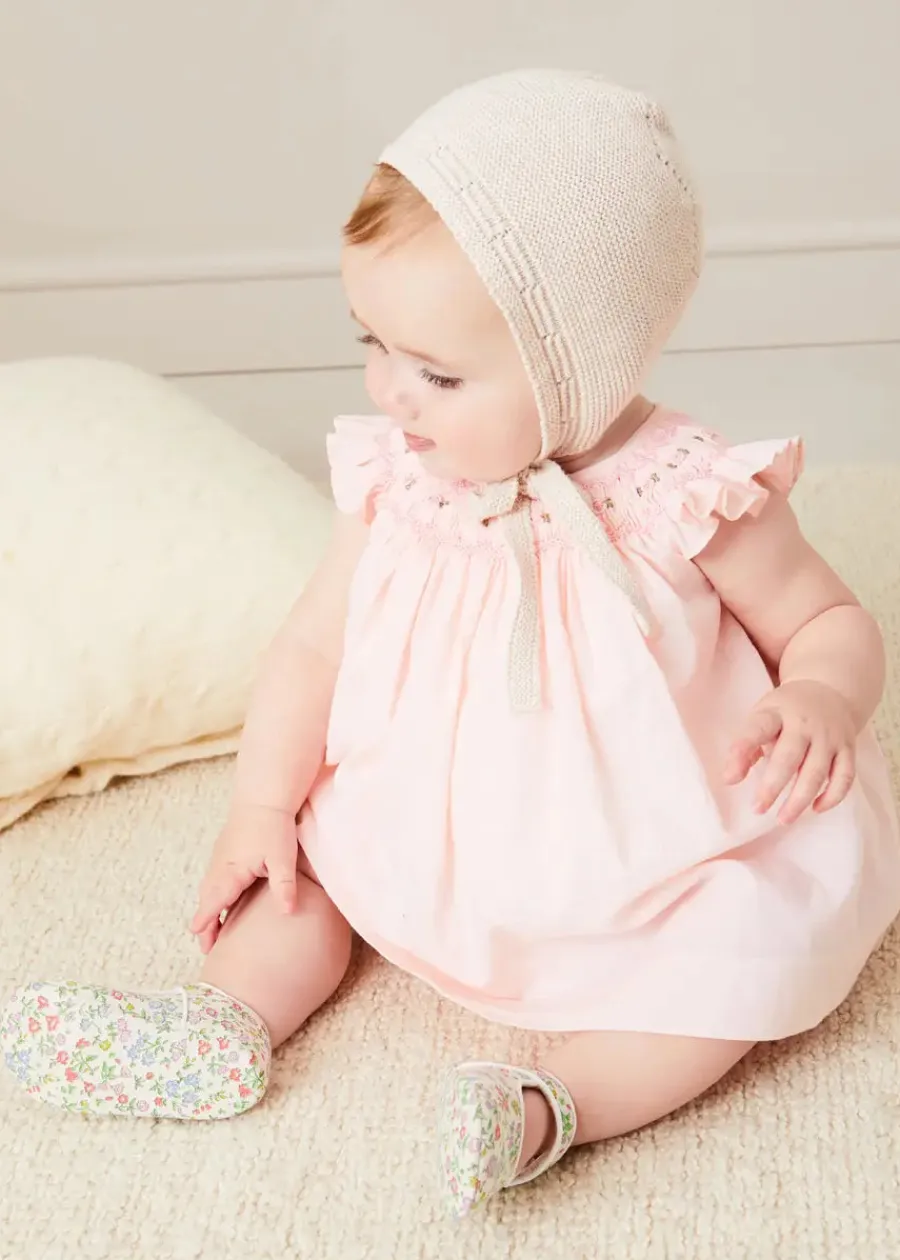 Pepa London Hand Smocked Sleeveless Dress With Bloomers in Pink (1-12mths)