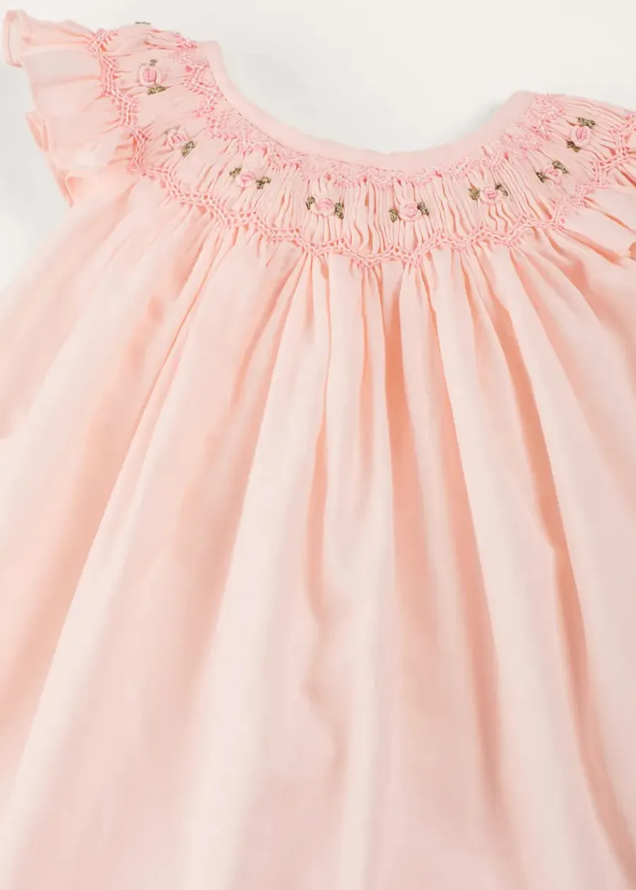 Pepa London Hand Smocked Sleeveless Dress With Bloomers in Pink (1-12mths)