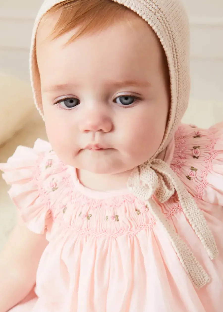 Pepa London Hand Smocked Sleeveless Dress With Bloomers in Pink (1-12mths)