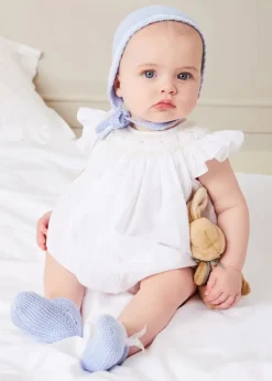 BOY Pepa London Hand Smocked Sleeveless Romper in White (3-18mths)