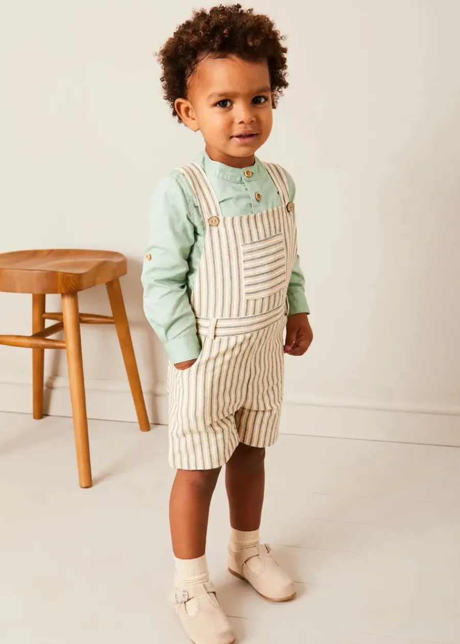 BOY Pepa London Holland Striped Pocket Front Dungarees in Green (18mths-4yrs)
