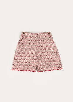 Pepa London Iris Jacquard Button Detail Shorts in Red (4-12yrs)