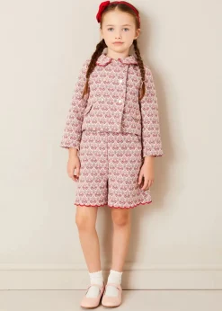 Pepa London Iris Jacquard Button Detail Shorts in Red (4-12yrs)