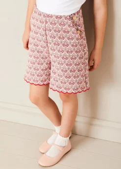 Pepa London Iris Jacquard Button Detail Shorts in Red (4-12yrs)