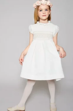 Pepa London Ivory Hand Smocked Occasion Dress with Pink Details (6mths-10yrs)