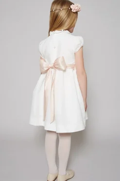 Pepa London Ivory Hand Smocked Occasion Dress with Pink Details (6mths-10yrs)