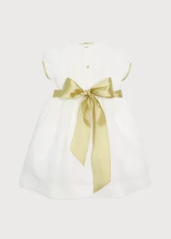 Pepa London Ivory Hand Smocked Occasion Dress with Green Details (6mths-8yrs)