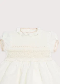 Pepa London Ivory Hand Smocked Occasion Dress with Pink Details (6mths-10yrs)
