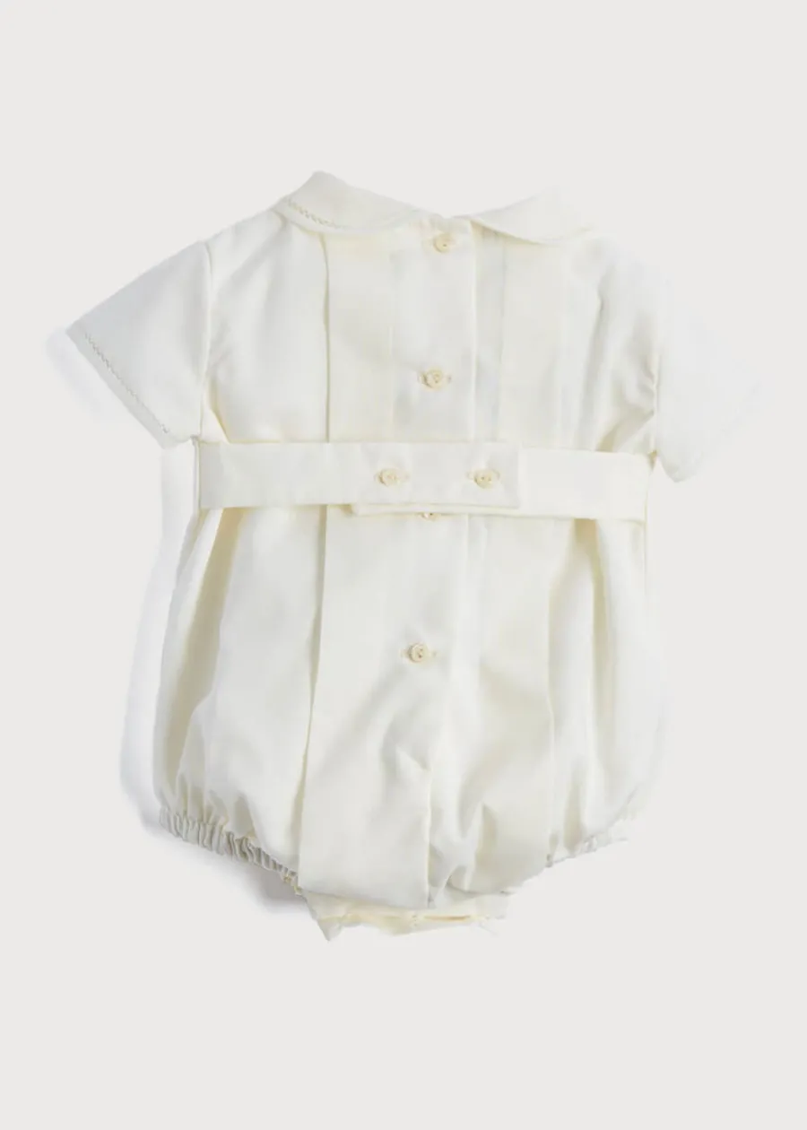 BOY Pepa London Ivory Panelled Christening Romper (3mths-2yrs)
