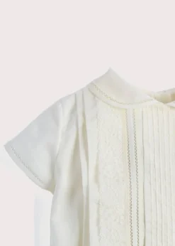 BOY Pepa London Ivory Panelled Christening Romper (3mths-2yrs)