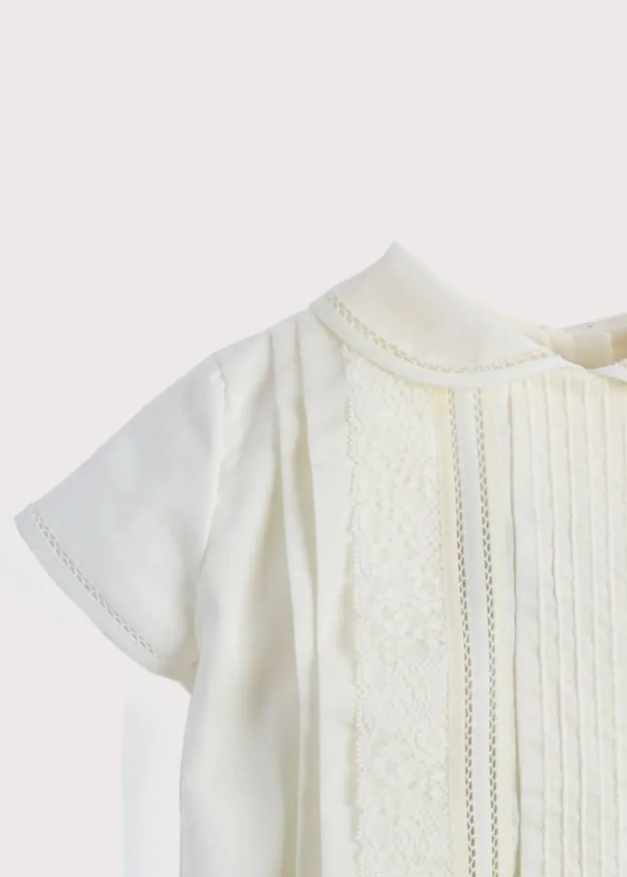 BOY Pepa London Ivory Panelled Christening Romper (3mths-2yrs)