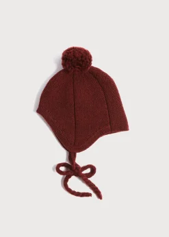 BOY Pepa London Knitted Merino Wool Winter Bonnet in Burgundy (S-L)