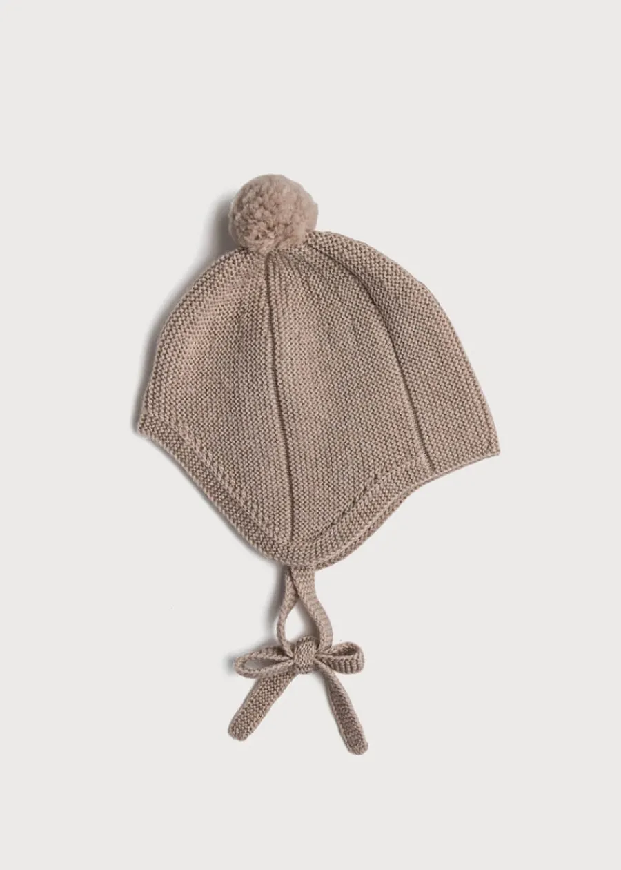 BOY Pepa London Knitted Merino Wool Winter Bonnet in Oatmeal (S-L)