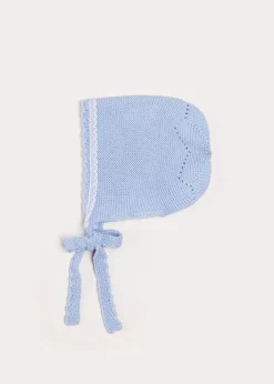 BOY Pepa London Lace Detail Knitted Bonnet in Blue (1-6mths)