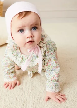 BOY Pepa London Lace Detail Knitted Bonnet in Pink (1-12mths)