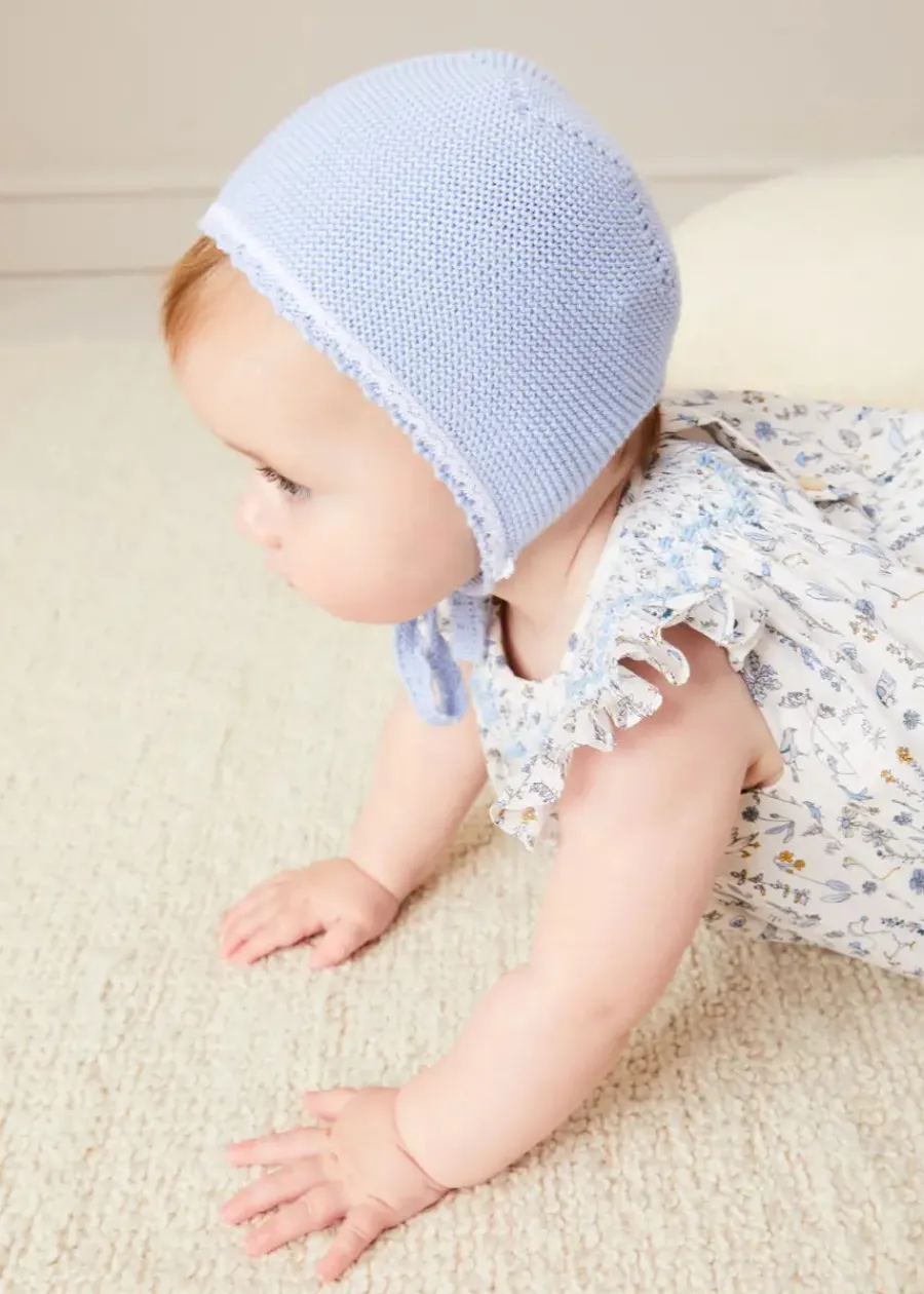 BOY Pepa London Lace Detail Knitted Bonnet in Blue (1-6mths)