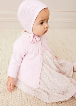 BOY Pepa London Lace Detail Knitted Bonnet in Pink (1-12mths)