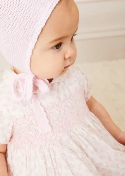 BOY Pepa London Lace Detail Knitted Bonnet in Pink (1-12mths)