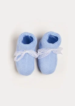 BOY Pepa London Lace Detail Knitted Booties in Blue