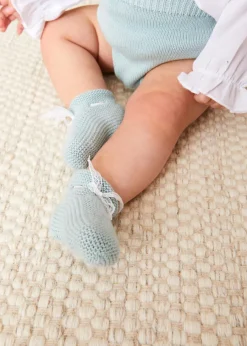 BOY Pepa London Lace Detail Knitted Booties in Green