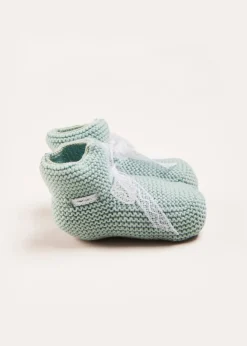 BOY Pepa London Lace Detail Knitted Booties in Green