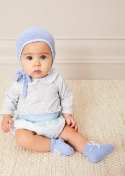 BOY Pepa London Lace Detail Knitted Booties in Blue