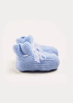 BOY Pepa London Lace Detail Knitted Booties in Blue