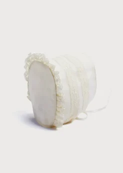 BOY Pepa London Lace Trim Bonnet in Ivory (3mths-2yrs)