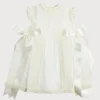Pepa London Lace Trim Fine Pleated Dress in Ivory (3mths-5yrs)