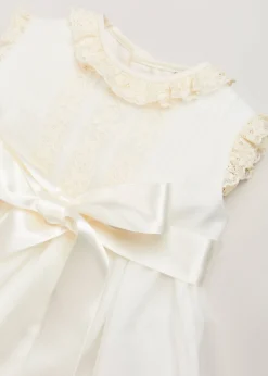 Pepa London Lace Trim Fine Pleated Gown in Ivory (6-12mths)