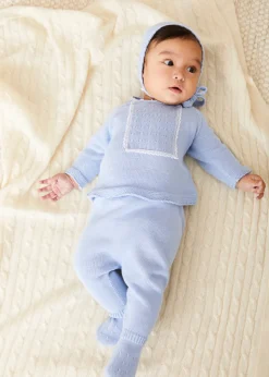 BOY Pepa London Lace Trim Knitted Set in Blue (1-12mths)