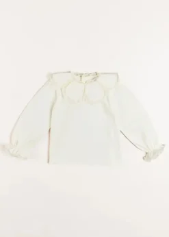 Pepa London Lace Trim Petal Collar Top in Cream (3-10yrs)