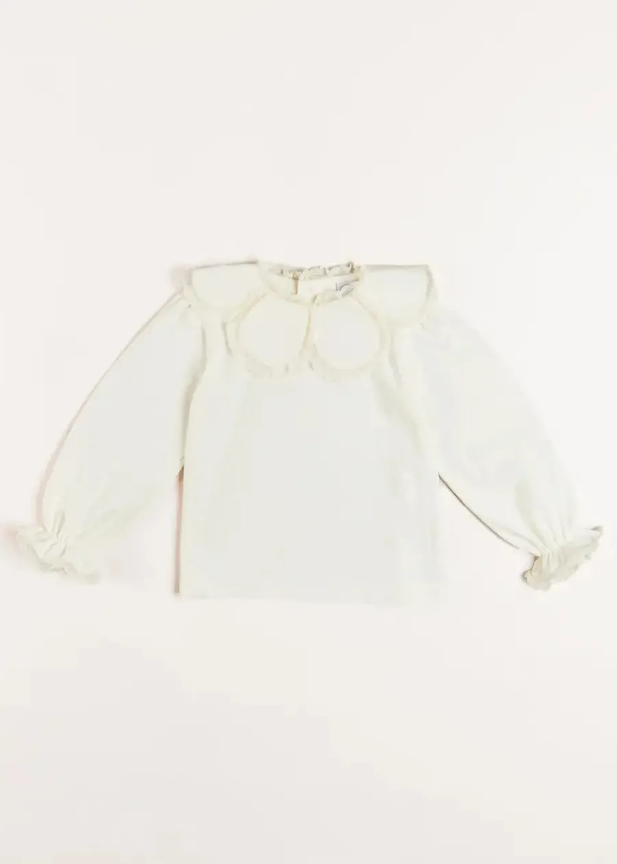 Pepa London Lace Trim Petal Collar Top in Cream (3-10yrs)