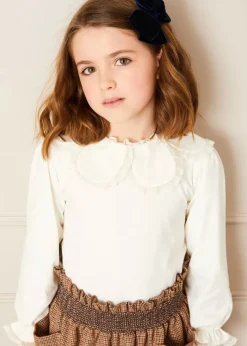 Pepa London Lace Trim Petal Collar Top in Cream (3-10yrs)