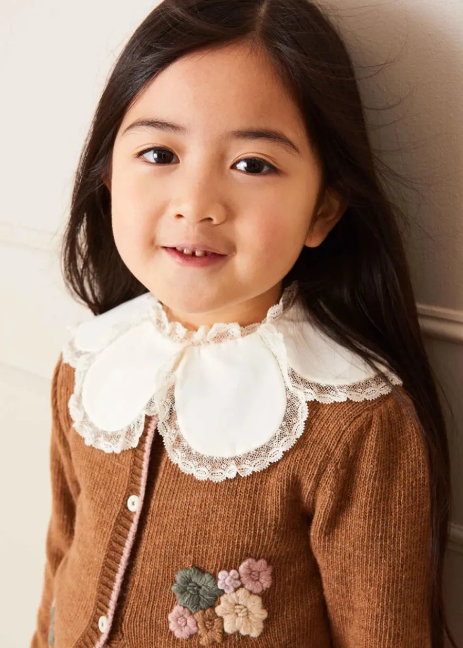 Pepa London Lace Trim Petal Collar Top in Cream (3-10yrs)