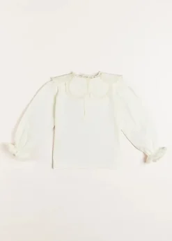 Pepa London Lace Trim Petal Collar Top in Cream (3-10yrs)