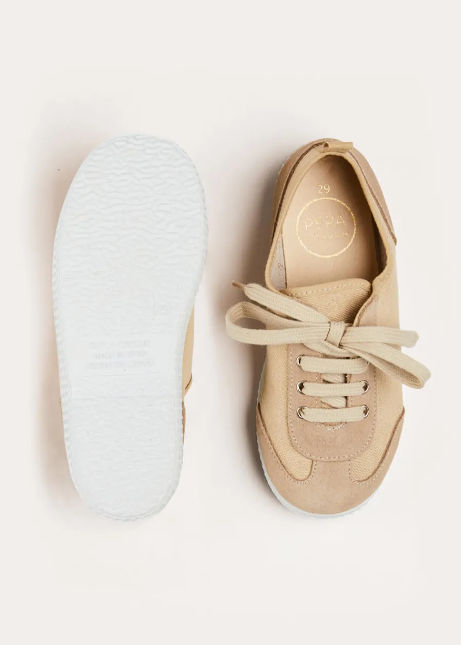 BOY Pepa London Lace Up Plimsolls in Taupe (24-35EU)