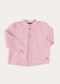 BOY Pepa London Lawrence Striped Mao Collar Long Sleeve Shirt in Red (18mths-10yrs)