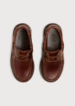 BOY Pepa London Leather Boat Shoes in Tan (26-34EU)