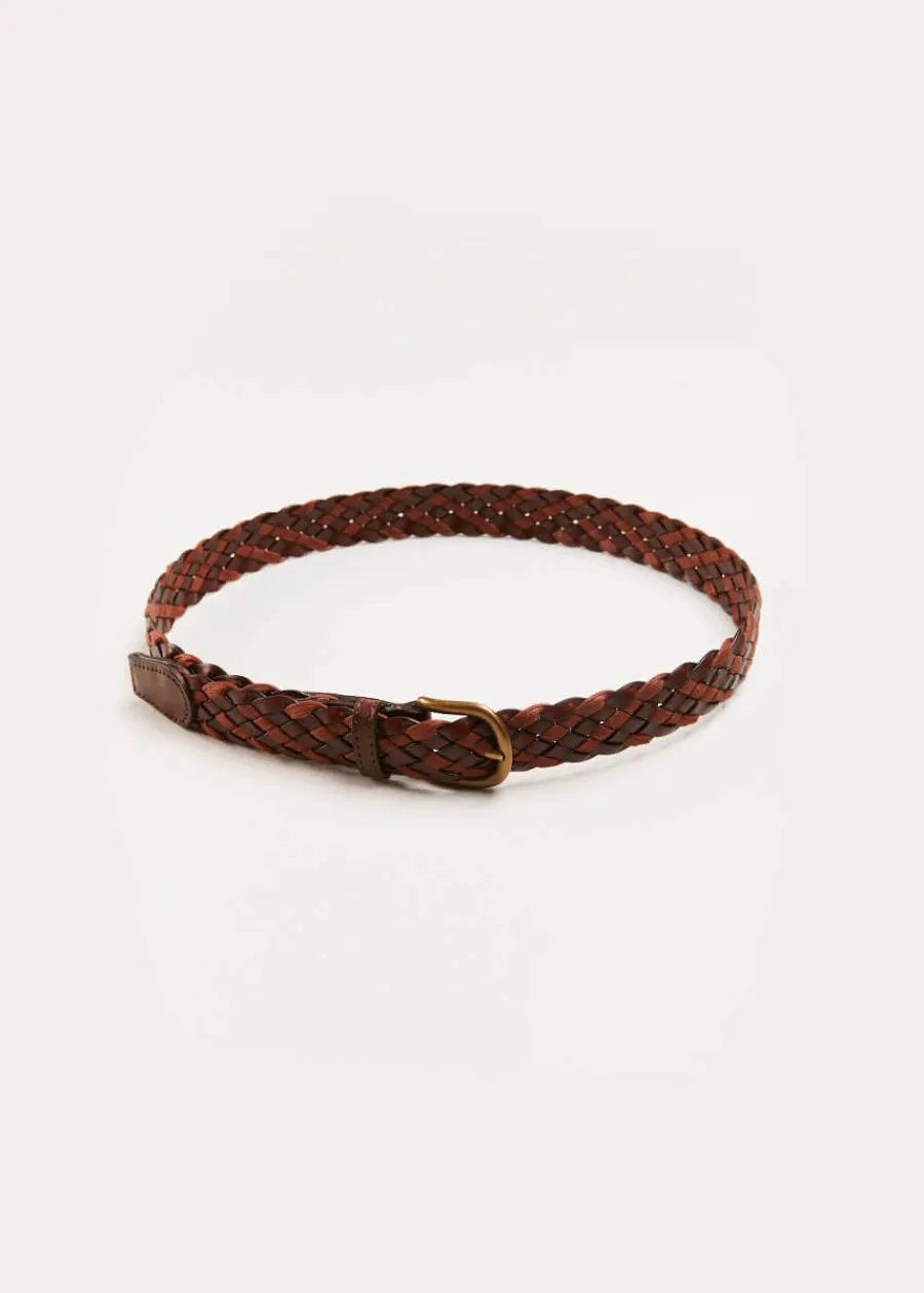 BOY Pepa London Leather Braided Belt in Brown (XS-S)