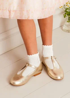 Pepa London Leather Charlotte Shoes in Gold (24-35EU)