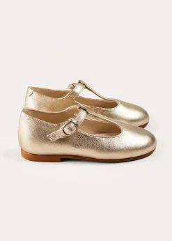 Pepa London Leather Charlotte Shoes in Gold (24-35EU)