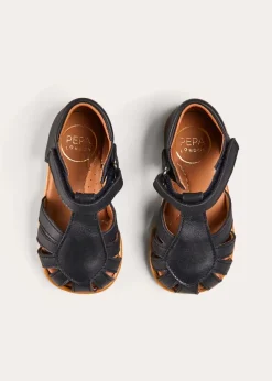 BOY Pepa London Leather Fishermans Sandals in Navy (21-27EU)