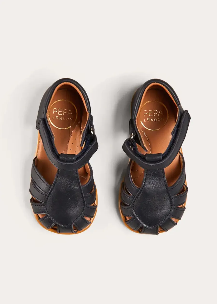 BOY Pepa London Leather Fishermans Sandals in Navy (21-27EU)