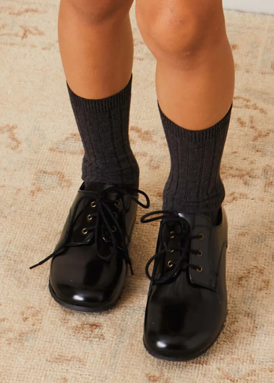BOY Pepa London Leather Lace-Up Black Shoes (25-33EU)