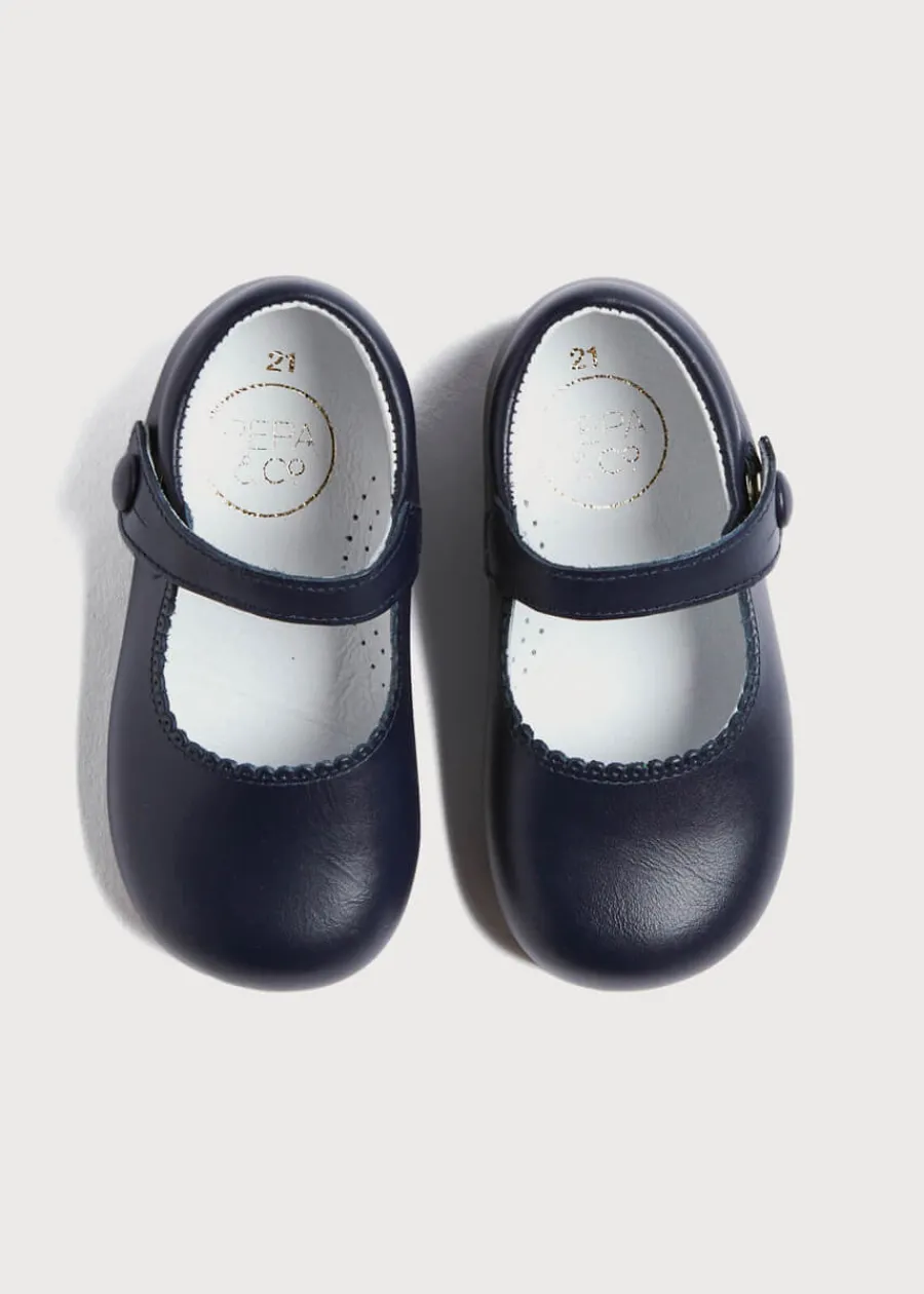 Pepa London Leather Mary Jane Baby Shoes in Navy (20-24EU)