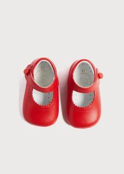 BOY Pepa London Leather Mary Jane Pram Shoes in Red (17-20EU)
