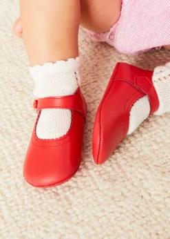 BOY Pepa London Leather Mary Jane Pram Shoes in Red (17-20EU)