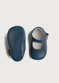 BOY Pepa London Leather Mary Jane Pram Shoes in Classic Blue (17-20EU)